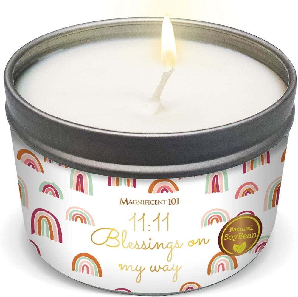 Magnificent 101 Blessings ~ On My Way Metal Tin Candle ~ NIB